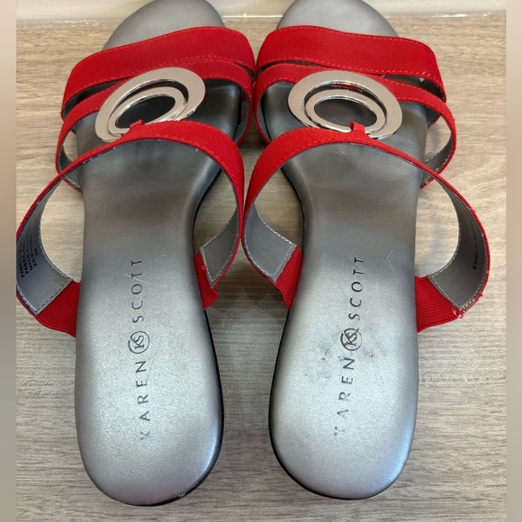 Karen Scott Women’s Red Evonne Elastic Comfort Slip on Slide Sandals | Size 9 - Picture 6 of 9